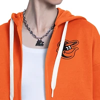 Sweat à capuche zippé pour femme Starter orange/gris chiné Baltimore Orioles Wishbone