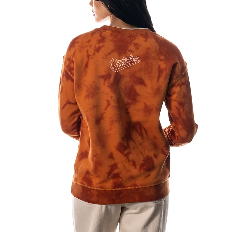 Women's The Wild Collective Orange Baltimore Orioles Overdyed Pullover Sweatshirt