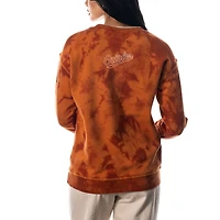 Women's The Wild Collective Orange Baltimore Orioles Overdyed Pullover Sweatshirt