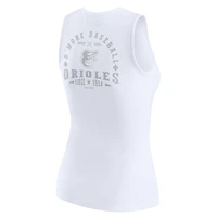 Women's WEAR by Erin Andrews White Baltimore Orioles Rib-Knit Henley Tank Top