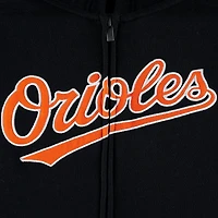 Chandail à capuchon noir en molleton glissière pleine longueur Orioles de Baltimore pour jeune