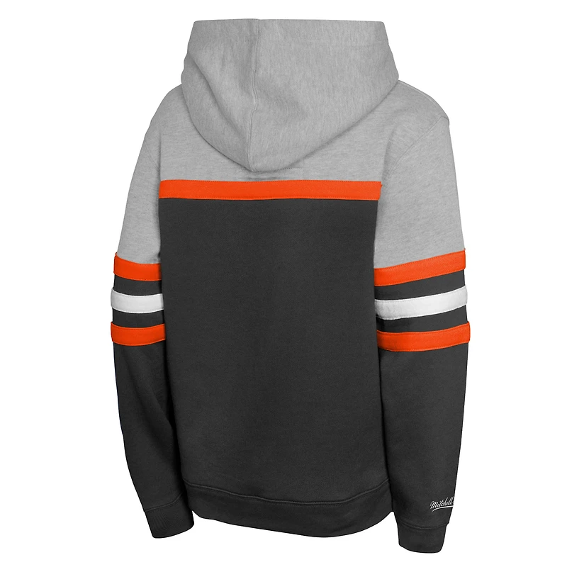Sweat à capuche Mitchell & Ness noir/gris pour enfant, modèle Cooperstown, entraîneur-chef des Orioles de Baltimore