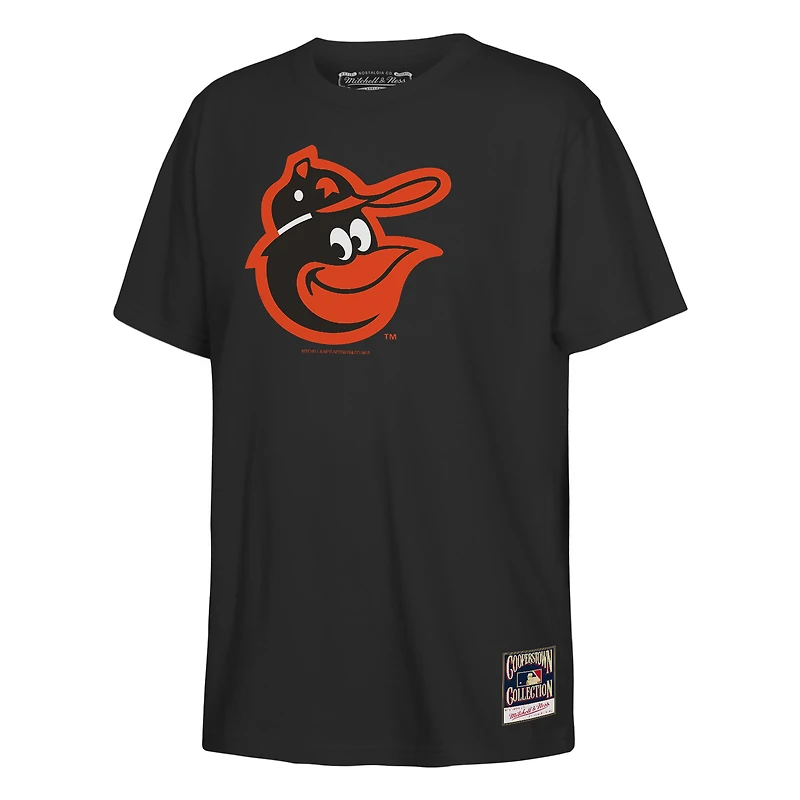 T-shirt Mitchell & Ness noir pour enfant avec logo rétro des Orioles de Baltimore