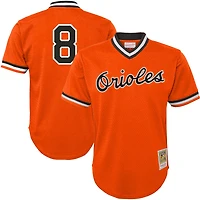 Maillot d'entraînement au bâton en maille Mitchell & Ness Cal Ripken Jr. orange Baltimore Orioles Collection Cooperstown pour jeunes