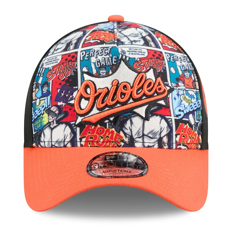 Youth New Era Black/Orange Baltimore Orioles 2025 MLB Diamond Hero Edition A-Frame 9FORTY Adjustable Hat