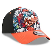 Youth New Era Black/Orange Baltimore Orioles 2025 MLB Diamond Hero Edition A-Frame 9FORTY Adjustable Hat