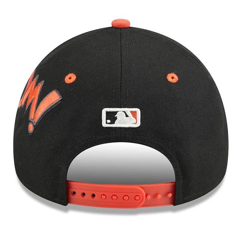 Youth New Era Black/Orange Baltimore Orioles 2025 MLB Diamond Hero Edition A-Frame 9FORTY Adjustable Hat