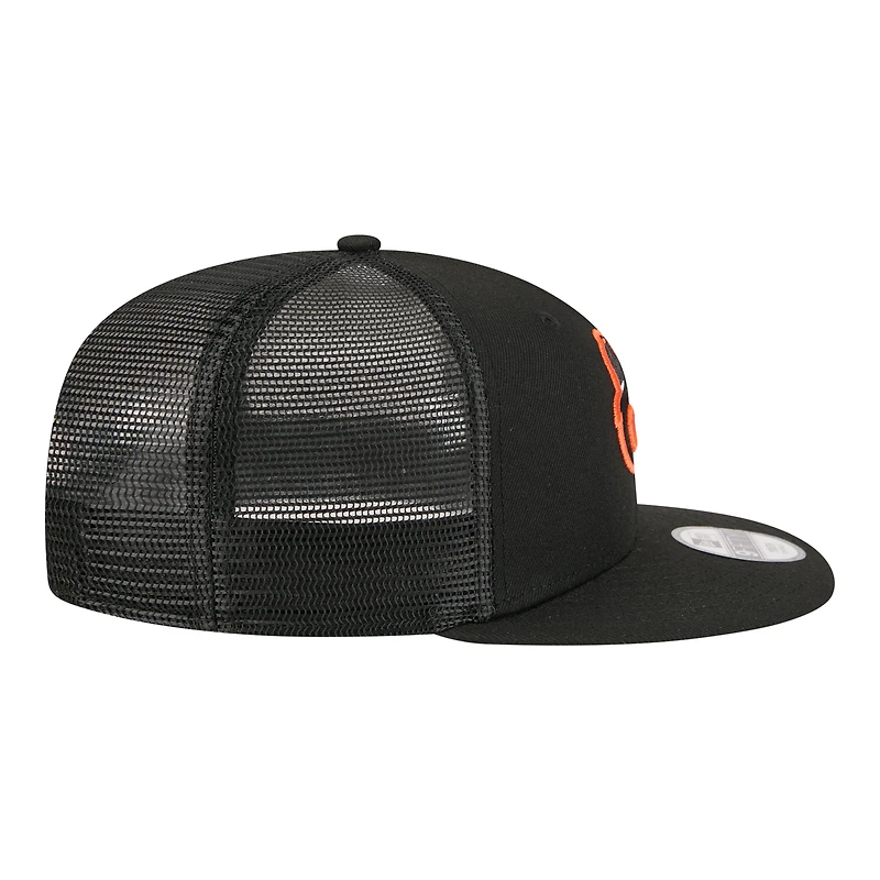 Youth New Era Black Baltimore Orioles 9FIFTY Trucker Snapback Hat
