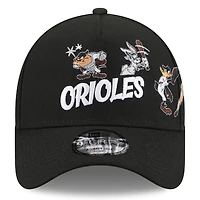 Casquette ajustable New Era noire Baltimore Orioles Looney Tunes A-Frame 9FORTY pour jeunes