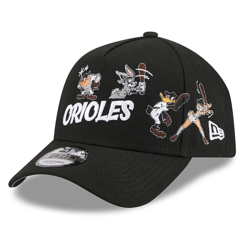 Casquette ajustable New Era noire Baltimore Orioles Looney Tunes A-Frame 9FORTY pour jeunes