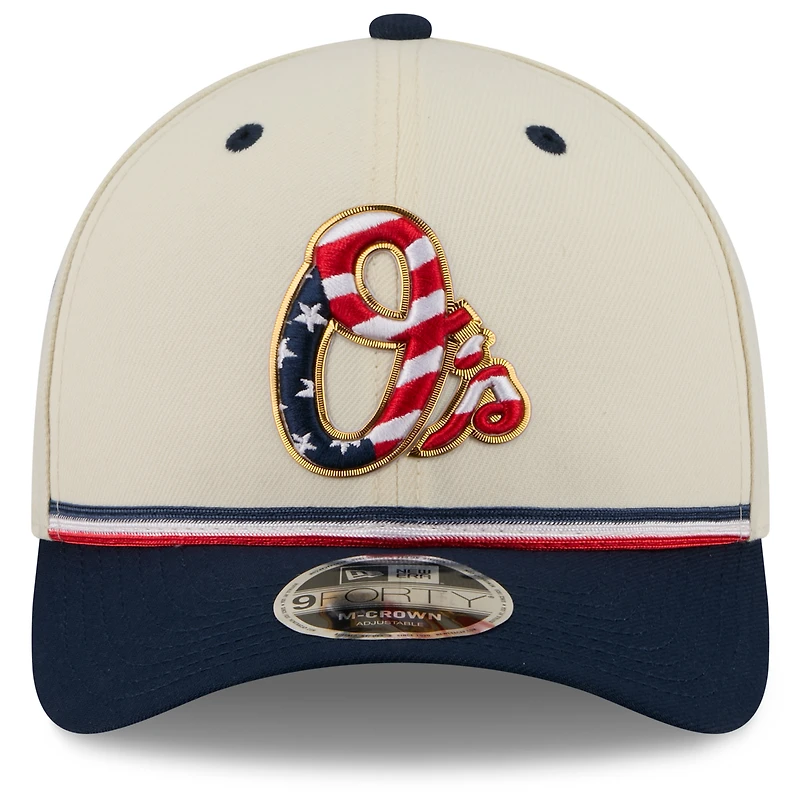 Casquette ajustable New Era crème/marine Baltimore Orioles USA 250 9FORTY M-Crown pour jeunes