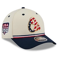 Casquette ajustable New Era crème/marine Baltimore Orioles USA 250 9FORTY M-Crown pour jeunes