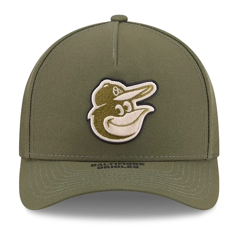 Youth New Era Olive Baltimore Orioles 2026 Armed Forces Day 9FORTY M-Crown Adjustable Hat