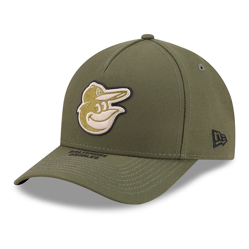 Youth New Era Olive Baltimore Orioles 2026 Armed Forces Day 9FORTY M-Crown Adjustable Hat
