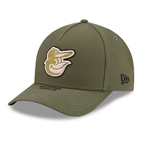 Youth New Era Olive Baltimore Orioles 2026 Armed Forces Day 9FORTY M-Crown Adjustable Hat