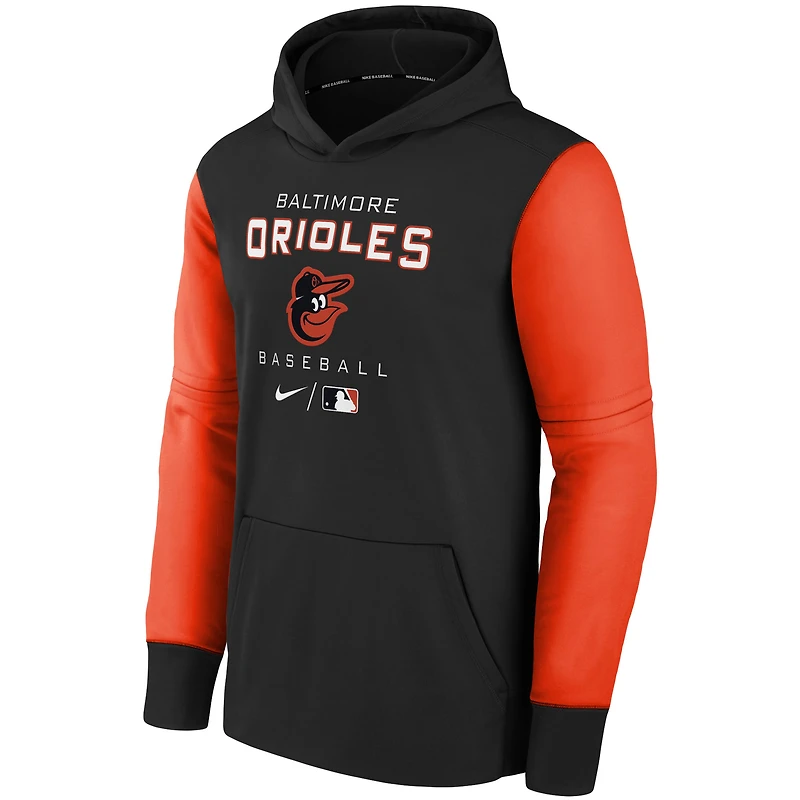 Sweat à capuche Nike Performance Collection Authentic Baltimore Orioles noir/orange pour jeune