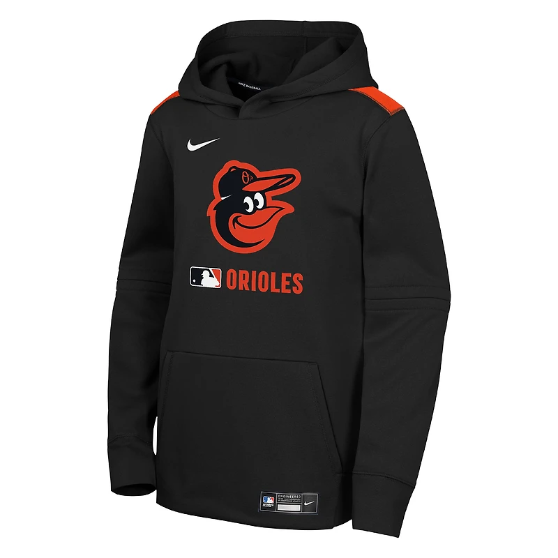 Sweat à capuche Nike noir pour jeunes Baltimore Orioles Authentic Collection Performance