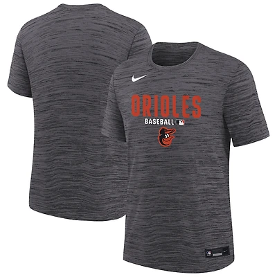 T-shirt Nike Velocity Dri-FIT Authentic Collection pour jeunes, noir, Baltimore Orioles
