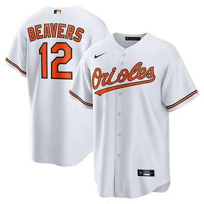 Maillot Nike Dylan Beavers blanc pour jeunes, réplique à domicile des Baltimore Orioles