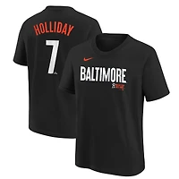 T-shirt Nike Jackson Holliday pour enfant, noir, Baltimore Orioles City Connect, nom et numéro du joueur