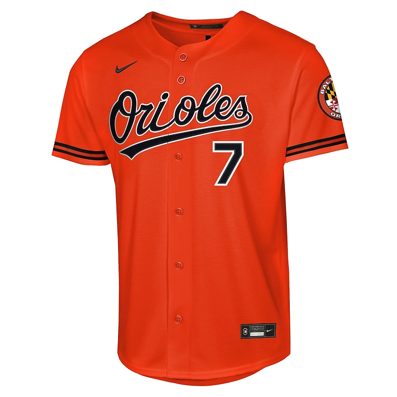 Maillot de joueur Nike Jackson Holliday orange Baltimore Orioles pour jeunes, version alternative 2