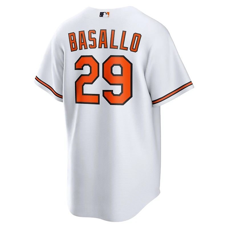 Maillot Nike Samuel Basallo blanc pour jeunes, réplique à domicile des Orioles de Baltimore