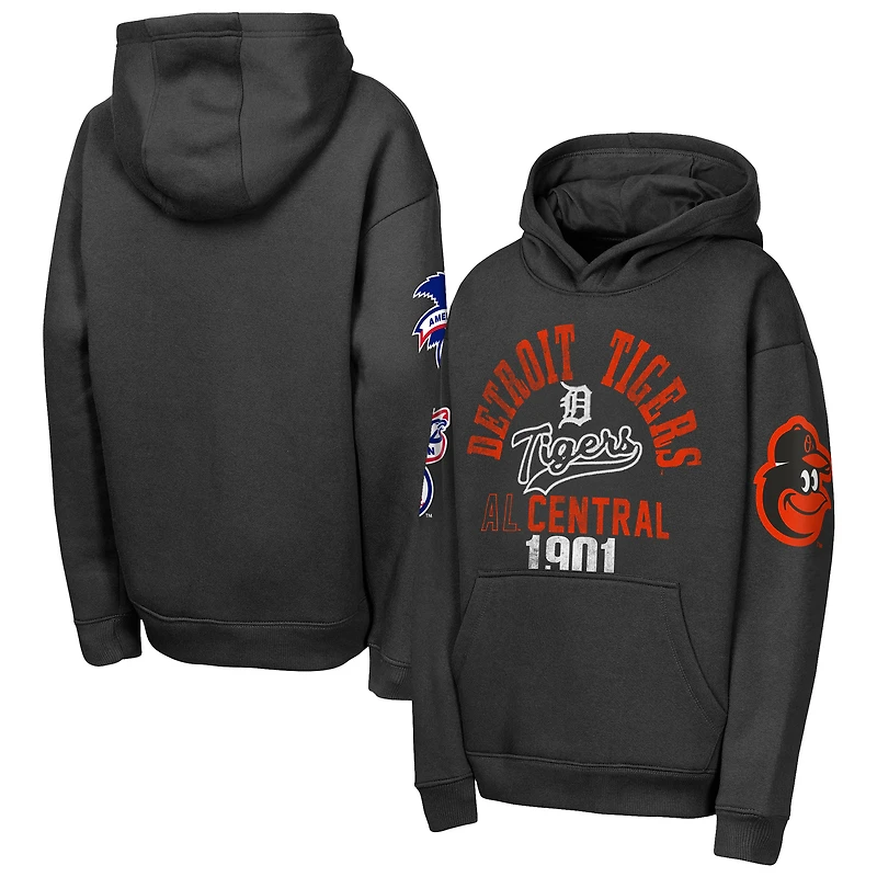 Sweat à capuche en polaire premium noire Outerstuff pour jeunes, modèle Baltimore Orioles.