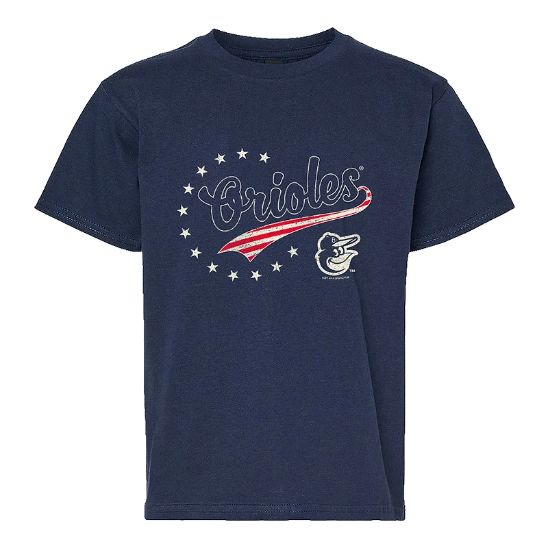 Youth Soft as a Grape Navy Baltimore Orioles Americana T-Shirt