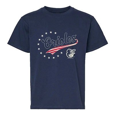 Youth Soft as a Grape Navy Baltimore Orioles Americana T-Shirt
