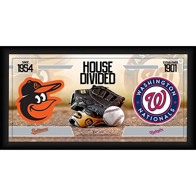 Baltimore Orioles vs. Washington Nationals Framed 10" x 20" House Divided Baseball Collage