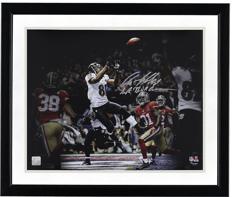 Anquan Boldin Baltimore Ravens Autographed 16" x 20" Super Bowl XLVII Touchdown Catch Spotlight Photograph with "SB XLVII Champs" Inscription