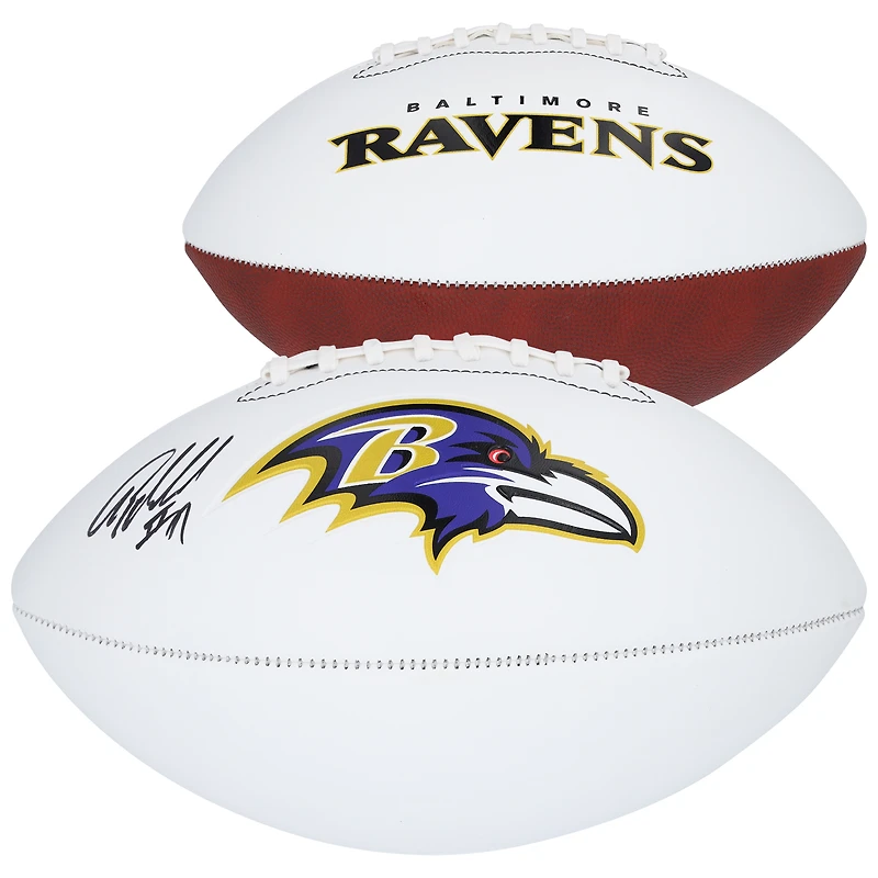 Ballon de football Franklin White Panel autographié par Anquan Boldin des Baltimore Ravens