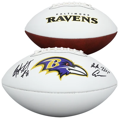 Anquan Boldin Baltimore Ravens Autographed Franklin White Panel Football with "SB XLVII Champs" Inscription
