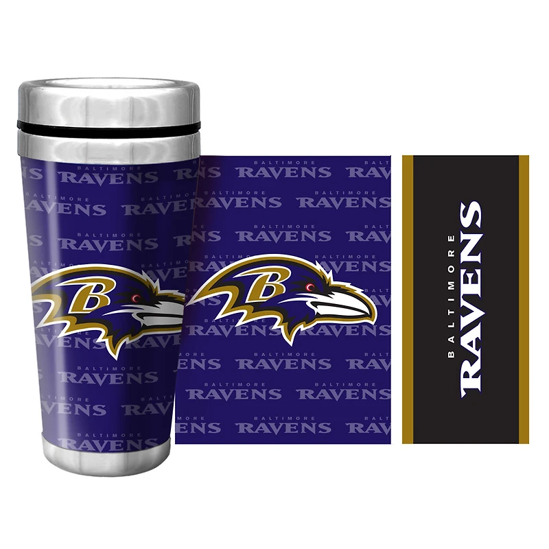 Corbeaux de Baltimore 16oz. Tasse de voyage avec papier peint complet