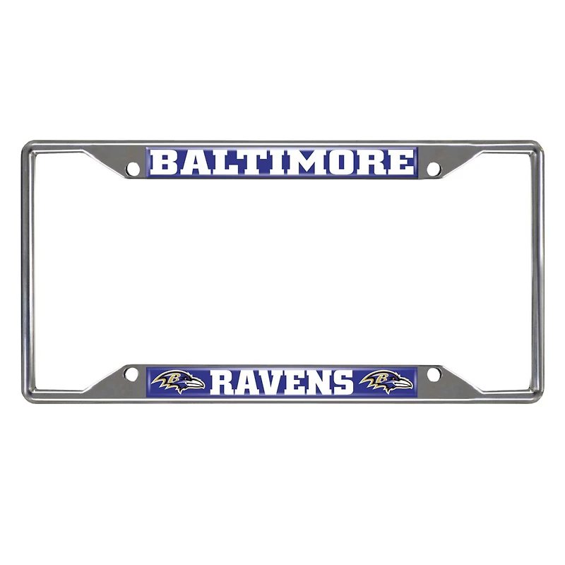 Cadre de plaque d'immatriculation chromé des Baltimore Ravens