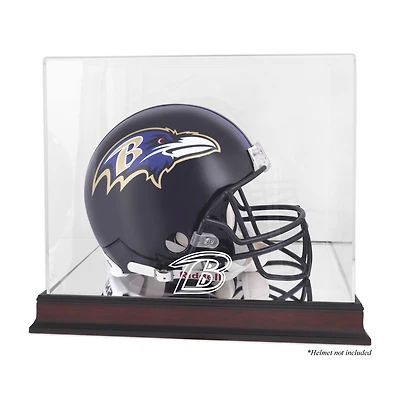 Vitrine de présentation du logo du casque des Baltimore Ravens en acajou avec dos miroir