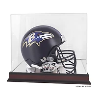 Vitrine de présentation du logo du casque des Baltimore Ravens en acajou avec dos miroir