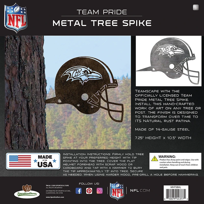 Pointe de casque d'art de jardin en métal Baltimore Ravens