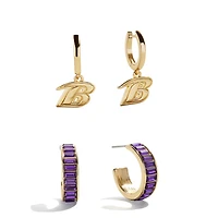 Lot de 2 boucles d'oreilles créoles BaubleBar Baltimore Ravens