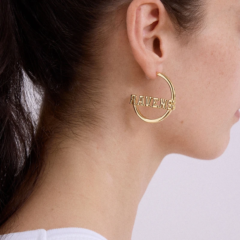 BaubleBar Baltimore Ravens Wordmark Hoop Earrings