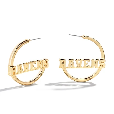 BaubleBar Baltimore Ravens Wordmark Hoop Earrings