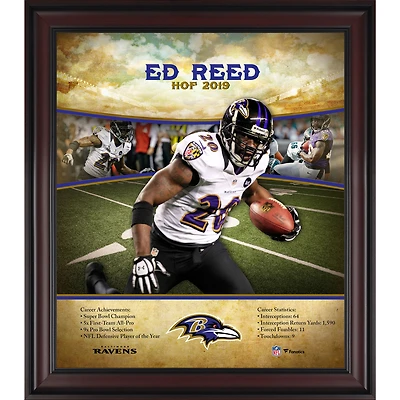 Profil de carrière du Temple de la renommée des Baltimore Ravens, 15" x 17" encadré par Ed Reed
