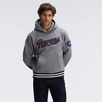 Sweat à capuche Fanatics Athletic gris chiné Baltimore Ravens Iconic bords en polaire