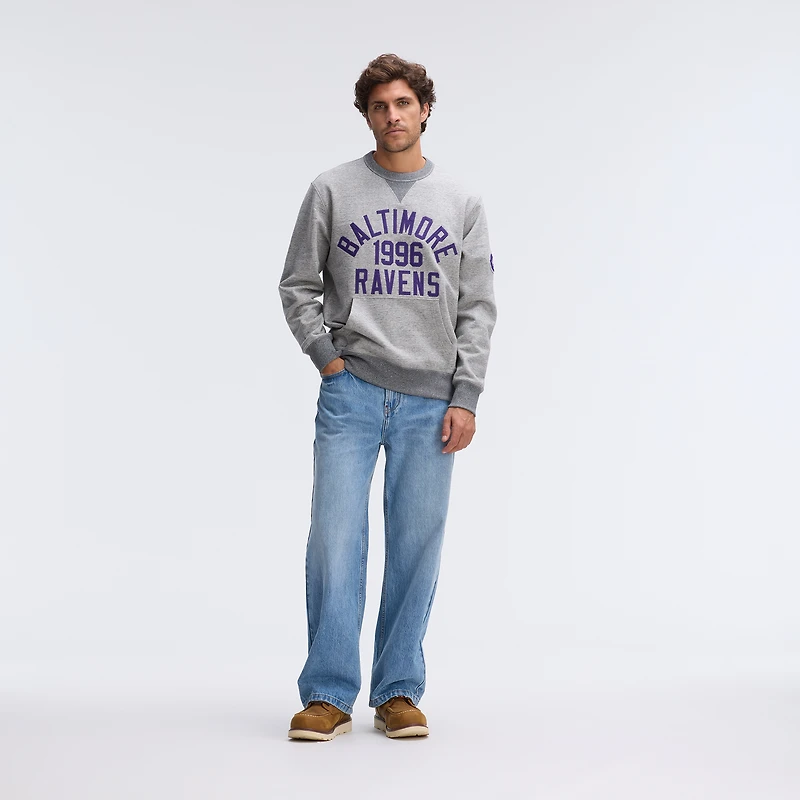Sweat-shirt Fanatics gris chiné Baltimore Ravens Iconic Fleece à poche