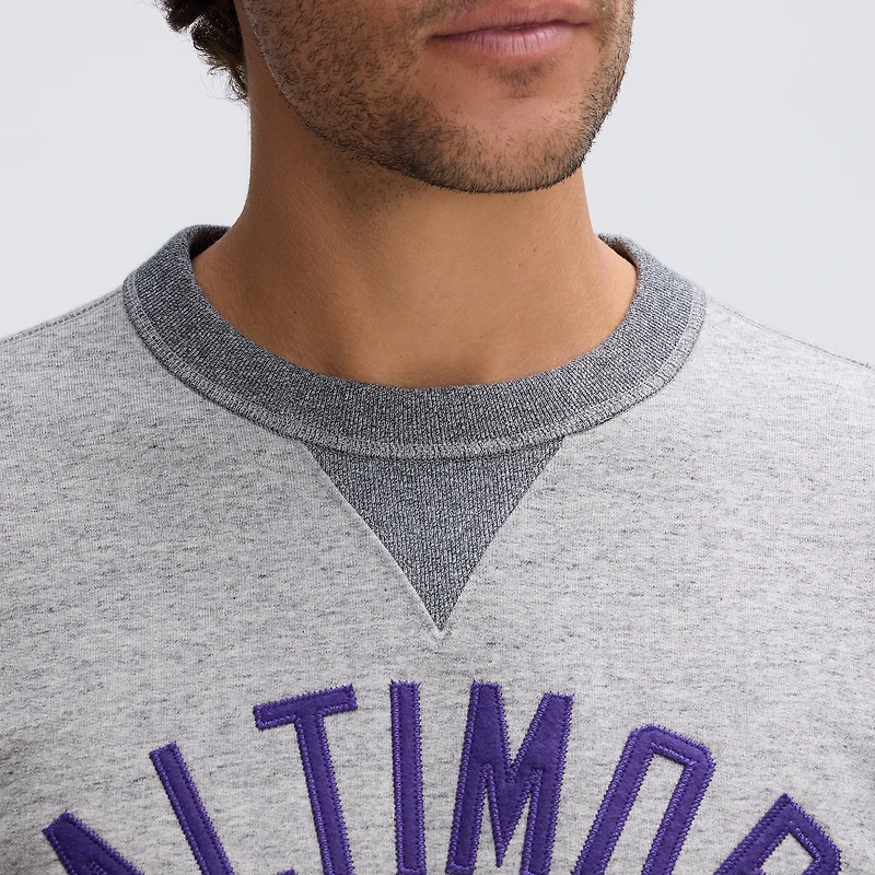 Sweat-shirt Fanatics gris chiné Baltimore Ravens Iconic Fleece à poche