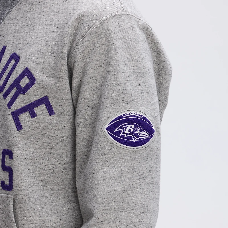 Fanatics Heather Gray Baltimore Ravens IconicFleece Pocket Sweatshirt