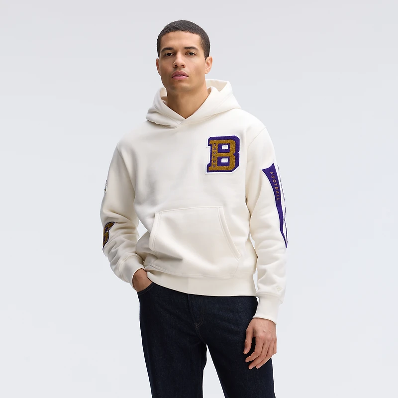 Sweat à capuche en polaire Fanatics Oatmeal Baltimore Ravens Iconic
