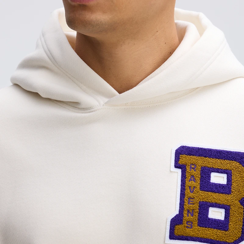 Fanatics Oatmeal Baltimore Ravens IconicFleece Letterman Hoodie