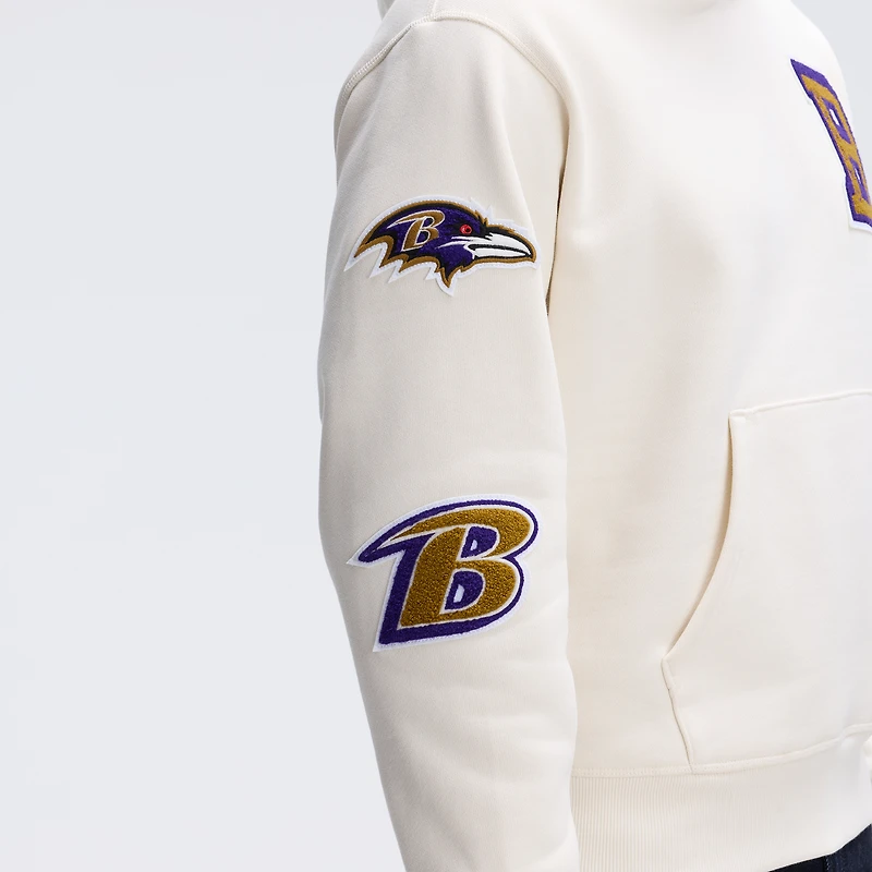 Fanatics Oatmeal Baltimore Ravens IconicFleece Letterman Hoodie