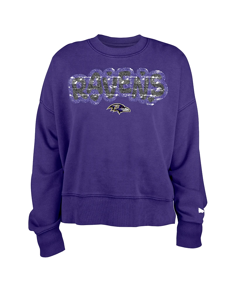 Sweat-shirt violet à paillettes pour fille New Era des Baltimore Ravens